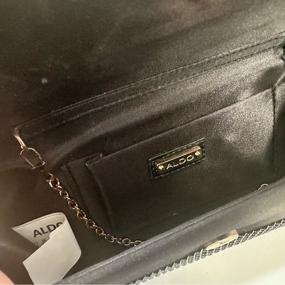 Aldo black glitter clutch with cross body chain - Picture 5 of 11